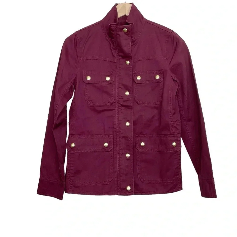 J. Crew Red Resin-Coated Twill Field Jacket XXS
